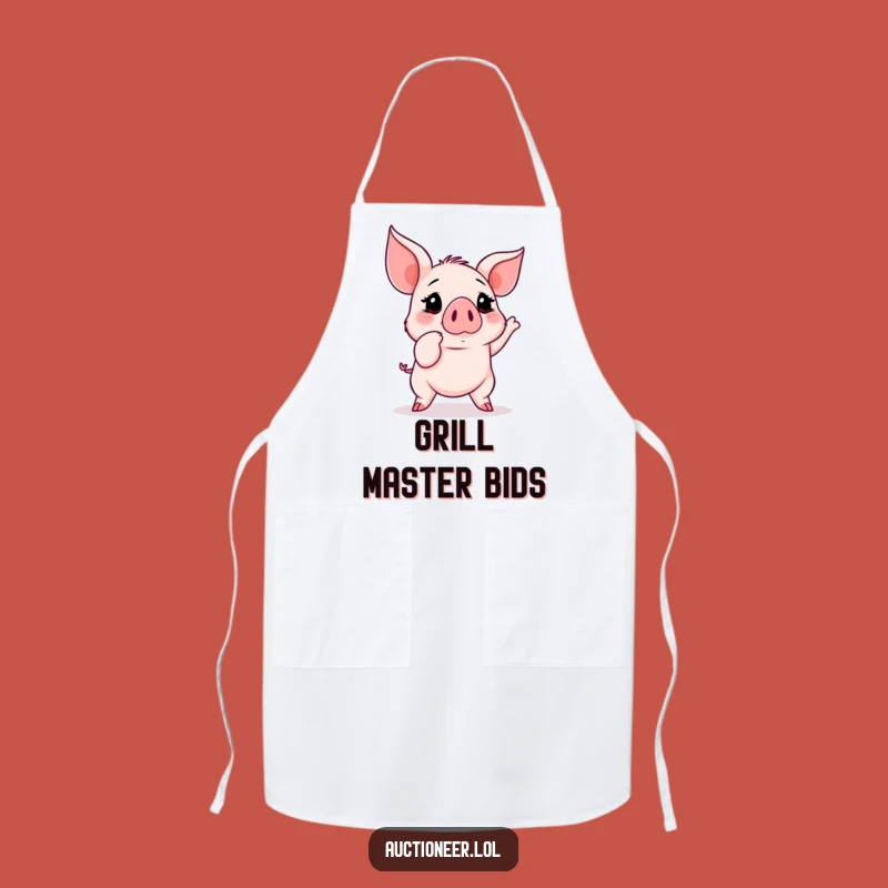 Funny Piglet Auction Apron: Cook Up Laughs with a Determined Bidding Chef