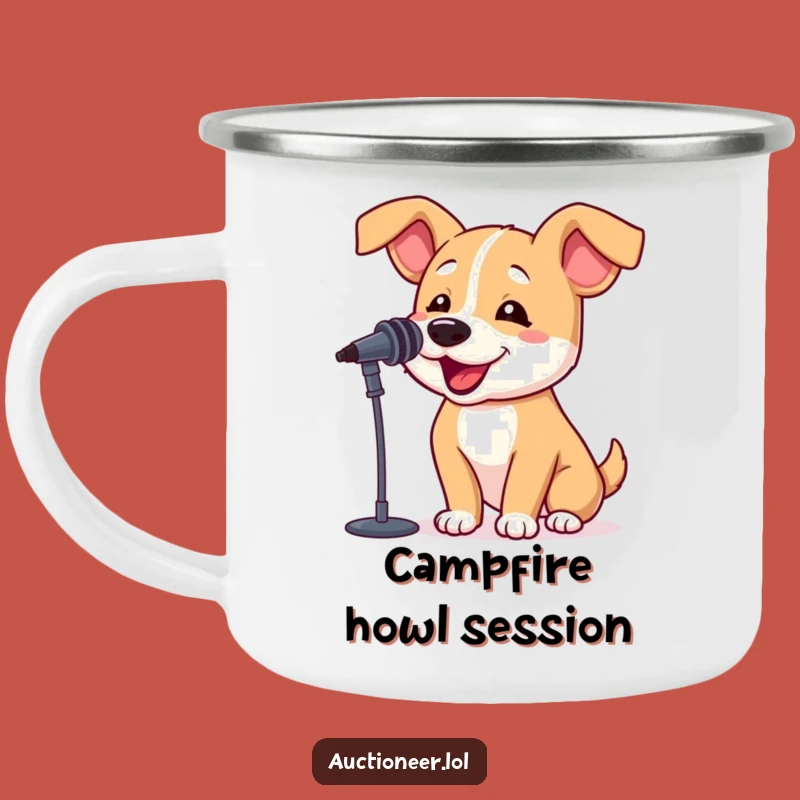 Funny Dog Barking Camping Mug: Pup Performance Outdoors, Hilarious Gift