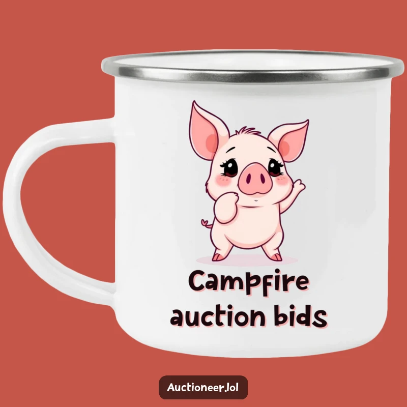 Funny Piglet Auction Camping Mug: Outdoor Bids and Hilarious Coffee Sips