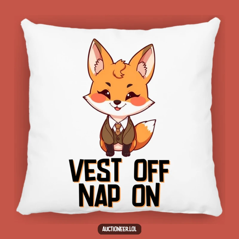 Funny Fox Vest Pillow: Soft & Sly Cushion, Hilarious Accent