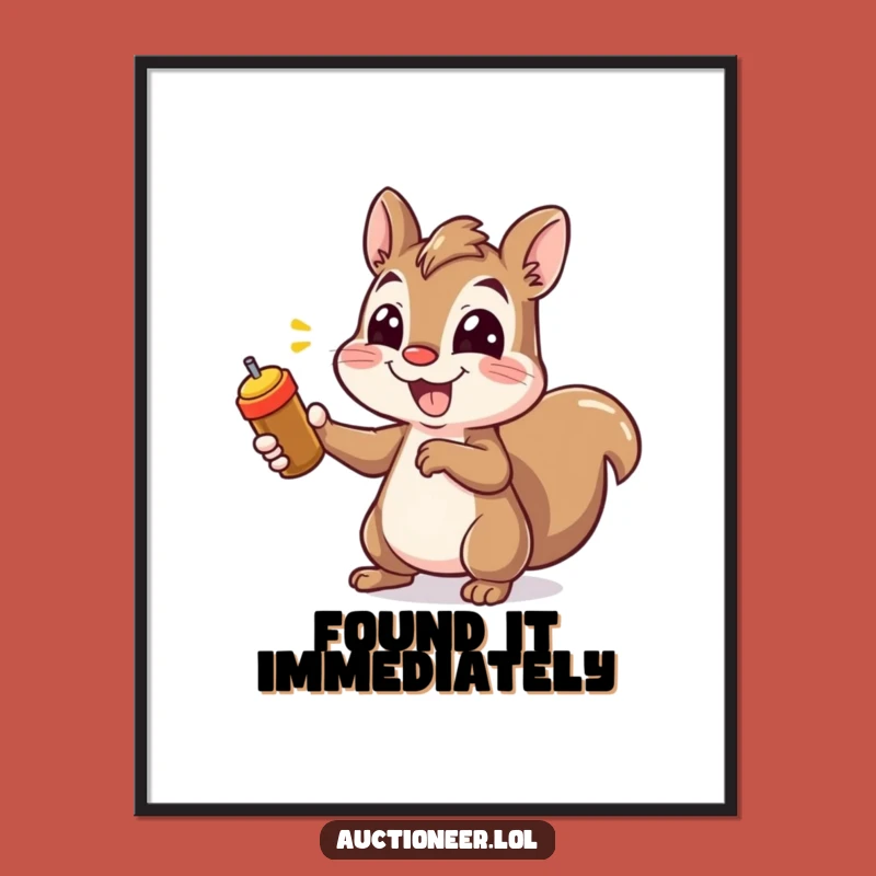 Funny Squirrel Pointing Digital Print: Cheerful Wall Art, Instant Hilarious Decor