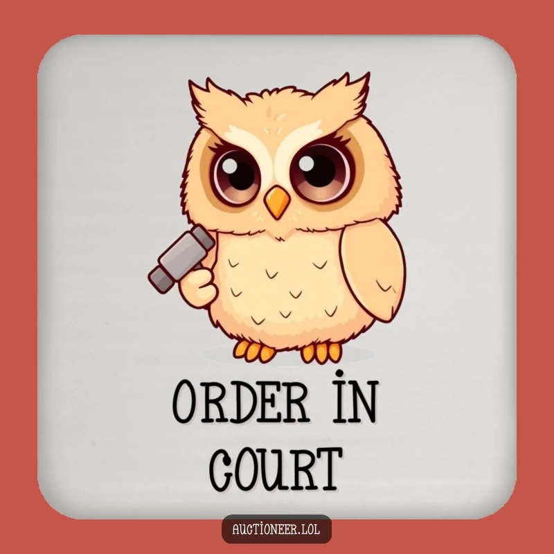 Funny Owl Judge Coaster: Fluffy Gavel Owl, Protect Furniture Hilariously