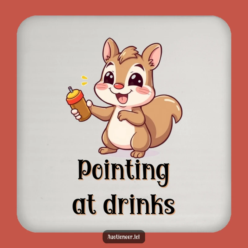Funny Squirrel Pointing Coaster: Cheerful Protection, Hilarious Table Decor