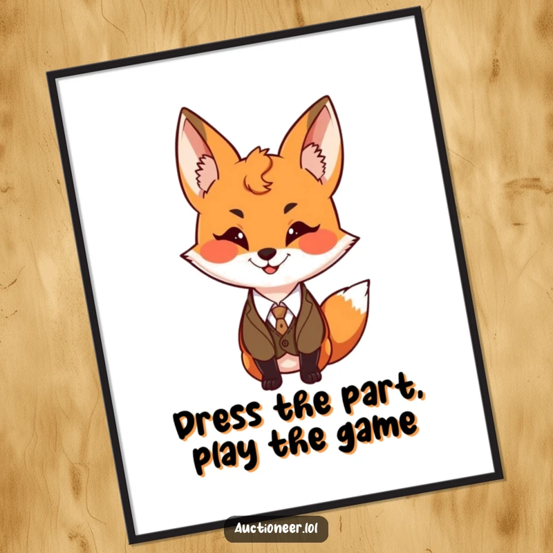 Funny Free Printable Wall Art: A playful fox with a mischievous grin sports a tiny formal vest, exuding foxy charm and subtle humor.