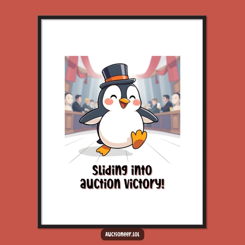 Free Printable Penguin Auction Art - Quirky Downloadable Poster for Collectors