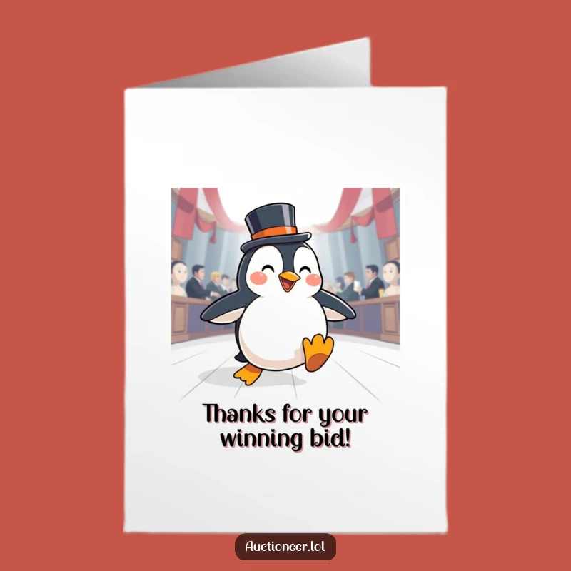 Free Printable Penguin Auction Thank You Card - Witty Downloadable Gift for Givers