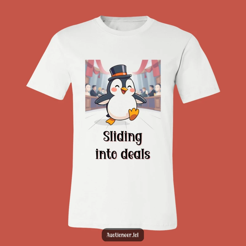 Funny Penguin Auction T-Shirt: Cool Collector Humor for Smooth Bidders